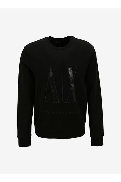 Armani Exchange Hanorac negru pentru bărbați - decolteu, model 8nzmpq 5237