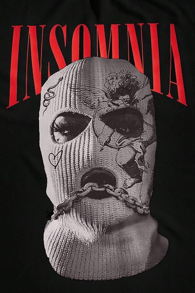 MODAGEN Μπλουζάκι Unisex Insomnia εμπριμέ μαύρο oversize