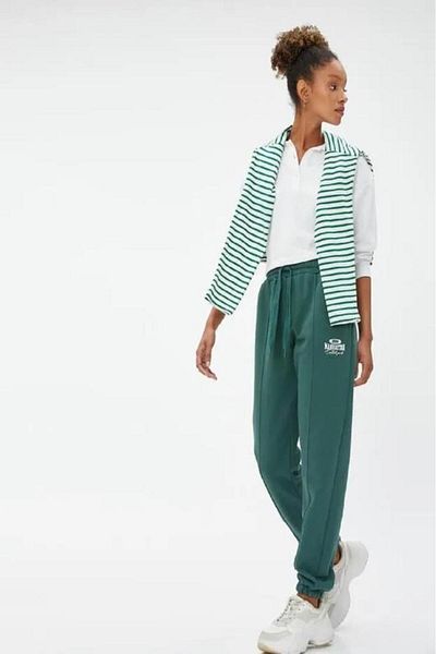 Koton Women's Jogger Sweatpants College Printed Ribbed Waist Lace-up