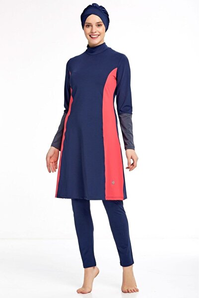 MEBA Γυναικείο μαγιό Hijab με μοτίβο σε μπλε ναυτικό πλεονάζον μέγεθος