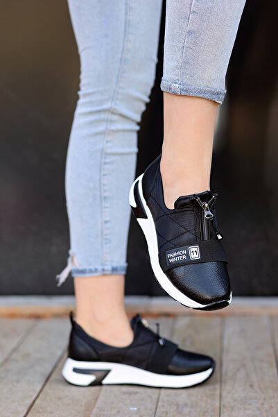 Madam Tarz Lisa Düz Taban Gülük Fermuarlı Spor Kadın 3 Cm