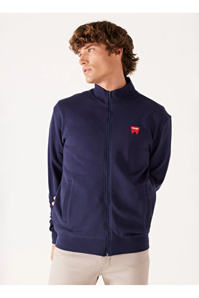 WRANGLER ψηλός λαιμός Ανδρικό φούτερ Navy Blue W663ı3xw4 Φούτερ με φερμουάρ