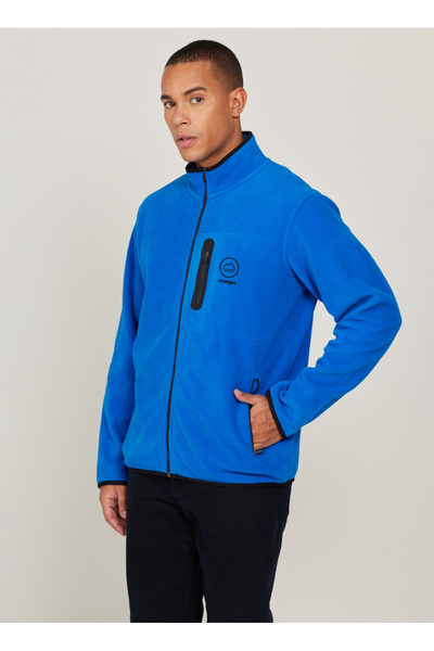 WRANGLER μπλε κοβαλτίου Ανδρικό φούτερ από φλις W222579403 Φλις με πλήρες φερμουάρ