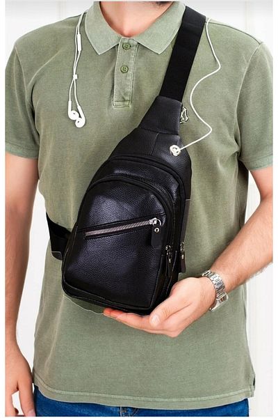 NEWISH POLO ACCESSORIES Geantă de piele unisex, geantă de piept, geantă de umăr cu priză pentru căști, zilnic, cu un singur braț