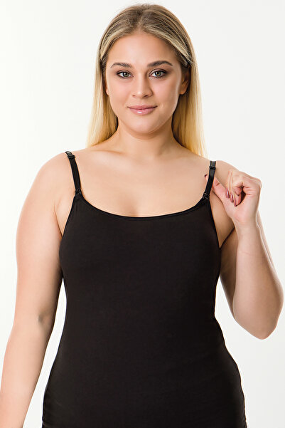 MS HAMİLE İÇ GİYİM HG0111 Model Covered Maternity Nursing Black Undershirt - Ideal for Pregnant Women
