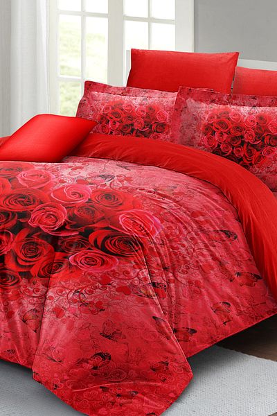 MonoHome Love Art King Size Satin Duvet Cover Set - 100% Cotton, Double, 220X240Cm