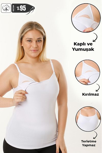 MS HAMİLE İÇ GİYİM White Maternity Nipple Tank - Coated HG0111