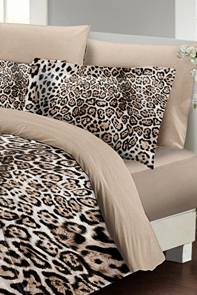 MonoHome Classic Leopard King Size Satin Duvet Cover Set - 100% Cotton, Double, 220X240Cm