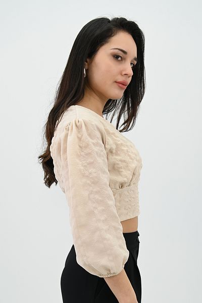 Koza Butik Cămașă detaliată cu mâneci cu balon pentru femei 1719-25