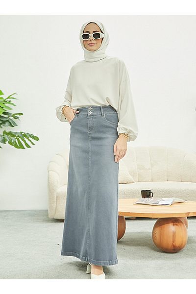 Neways Denim Skirt - Gray - Neways