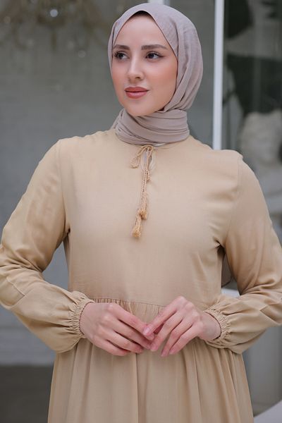 benguen 8232 Rochie string guler Culoare piatra