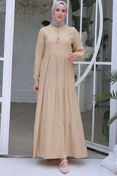 benguen 8232 Collar String Dress Stone Color