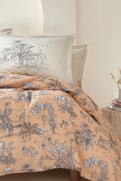 Yataş Aster Single 100% Cotton Pique Set - Salmon