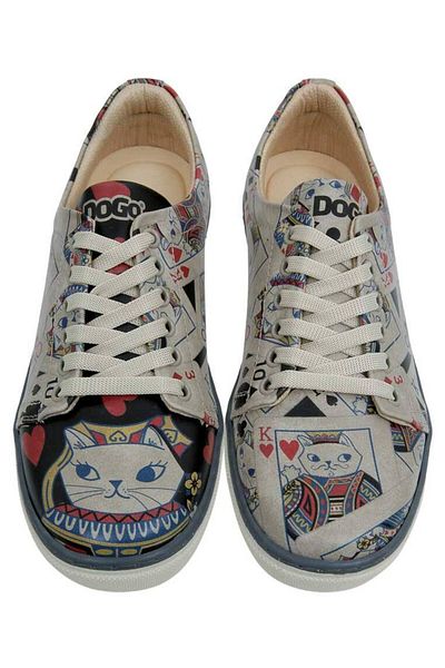 Dogo Women's Vegan Leather Multicolored Sneakers - Queen of Meows Design