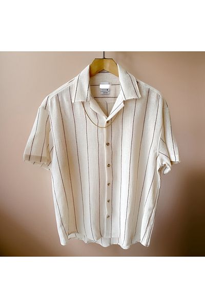 Hazhers Ανδρικό πουκάμισο Oversize γιακά λινό καλοκαιρινό πουκάμισο