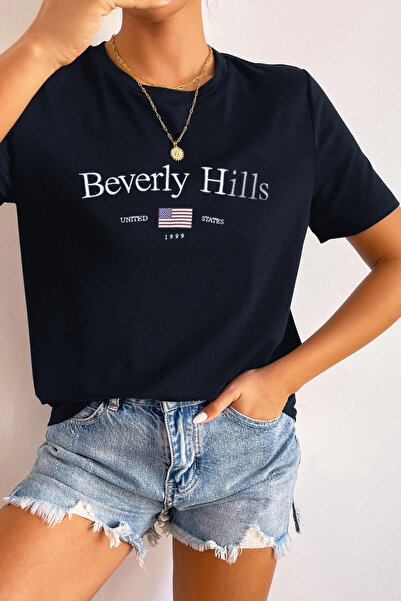 MODAGEN Μπλούζα Beverly Hills Unisex Crew Neck Navy Blue Oversize T-shirt