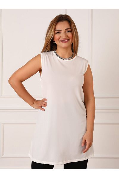ALİA Μεγάλο μέγεθος Αμάνικο εσώρουχο τουνίκ - Off White - Alia