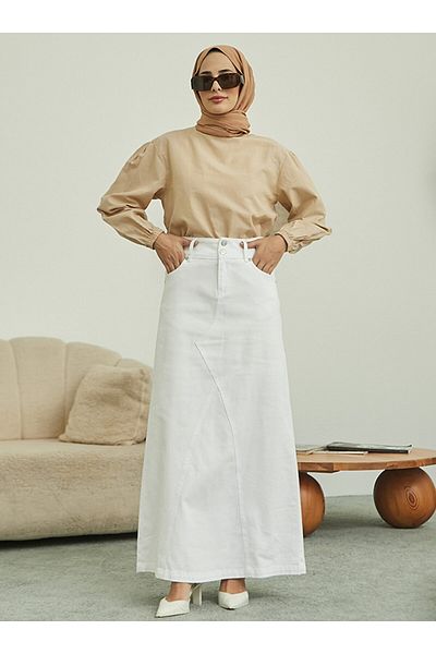 Neways Denim Skirt - White - Neways