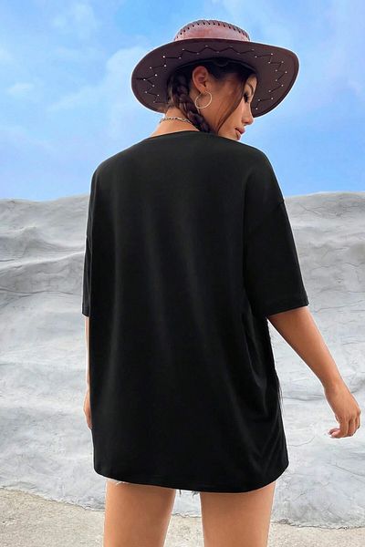 MODAGEN Μπλουζάκι Unisex Black Crew Face Face Smile με στάμπα oversize