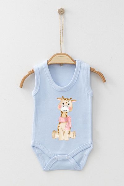 ADABEBEK Cute Giraffe Printed Strap Snap Bodysuit
