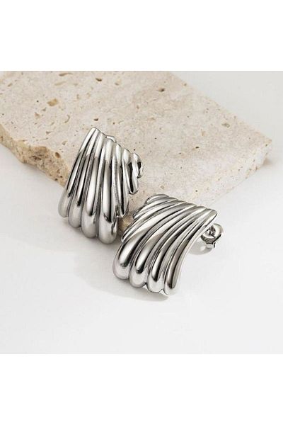 RF Jewelry Hailey Bieber Wave Model Steel Earrings