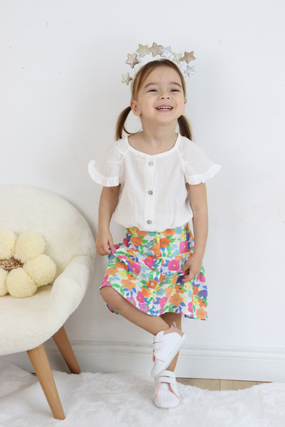 Harika KIDS Kız Çocuk Gömlek-Etek Çiçekli Takım