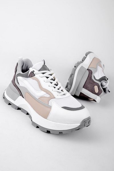 Lal Shoes & Bags Pantofi Sport damă Arbani cu Detaliu Mesh-alb