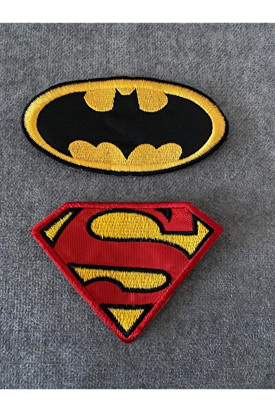 icase Batman Süperman nakış Yama Patch 2'li set Dikilebilir (6x9 cm 6x9 cm)