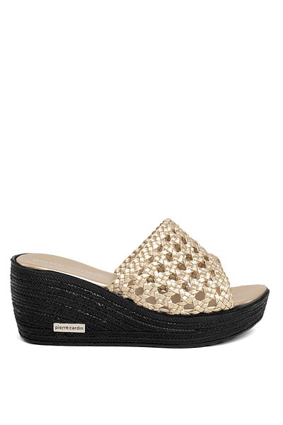 Pierre Cardin PC-3530 Women's Wedge Heel Slippers Gold