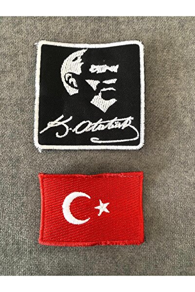 icase Mustafa Kemal Atatürk Signature Atatürk Silhouette Flag embroidery Patc...