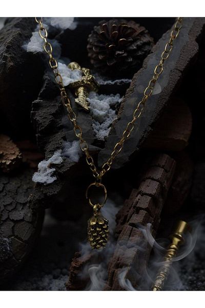 whocares Unisex Antique Colored Necklace with Chain and Cone Symbol