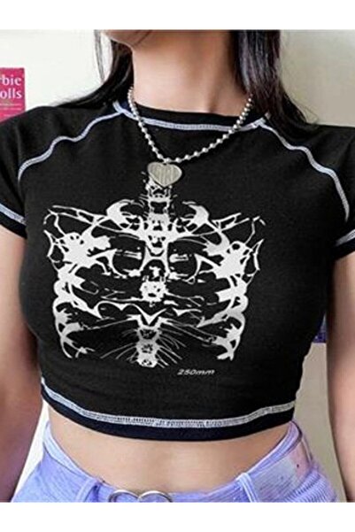 GOSSİP TEAM Γυναικείο μπλουζάκι με κουκούλα Anime Harajuku Fashion Agnong Resuct Half