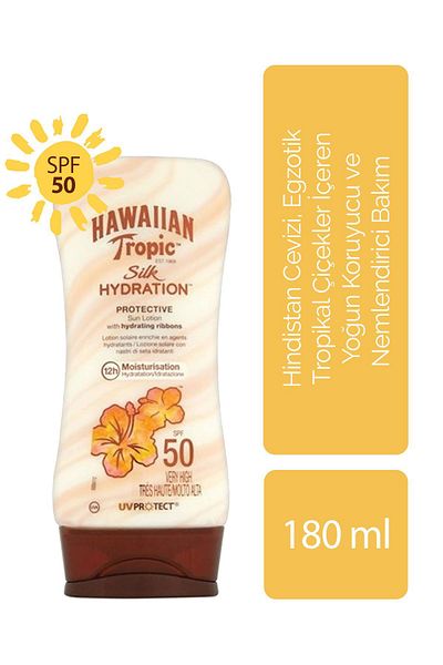 Hawaiian Tropic لوشن الجسم الواقي والمرطب بعامل حماية من الشمس 50 يحتوي على جوز الهند والزهور الاستوائية الغريبة