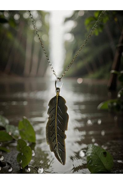 whocares Long Leaf Symbol Unisex Chain Necklace - Antique Color Quality