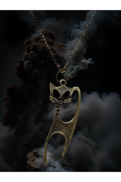 whocares Elegant Cat Symbol Unisex Chain Necklace - Antique Color Quality