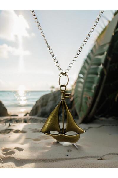 whocares قلادة ملونة عتيقة للجنسين مع سلسلة ورمز سفينة شراعية