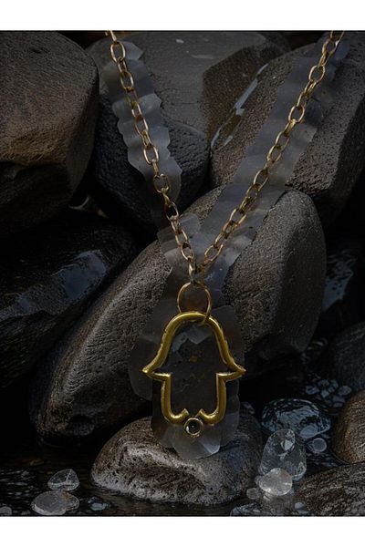 whocares Women's Necklace with Chain - Little Fatma, Mother Hand, Symbol, Antique Color, High Quality