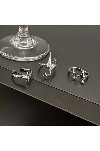 Köstebek Stoned Star 3-Piece Ring Set