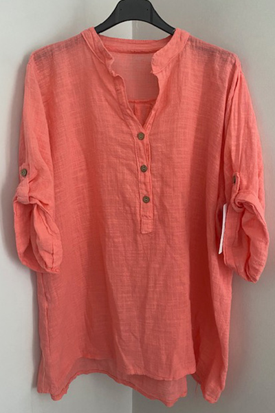 AYASOFYA OTANTIK Γυναικεία Ιταλική Μπλούζα με Λεπτομέρεια από Κουμπιά Σολομού...