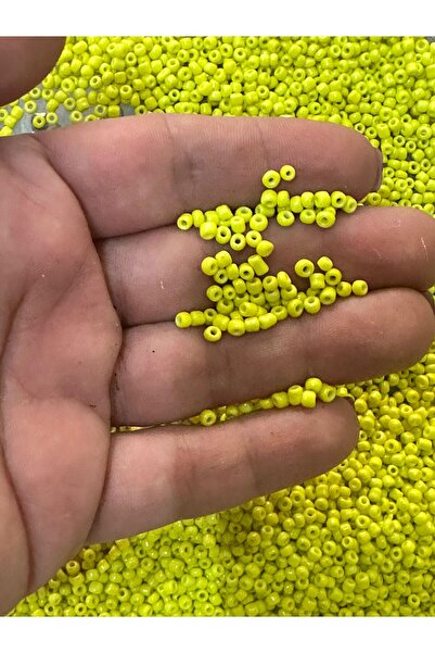 Gönülden Tasarım 02 MM 50 GR DELİKLİ LİMON SARISI KUM BONCUK OYA YAZMA TAKI B...