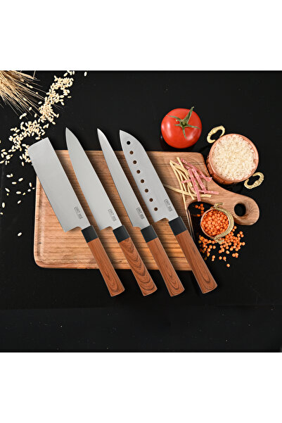 Cavit İnox Şef Bıçağı Seti 4 Parça Asya Şef Bıçağı Seti