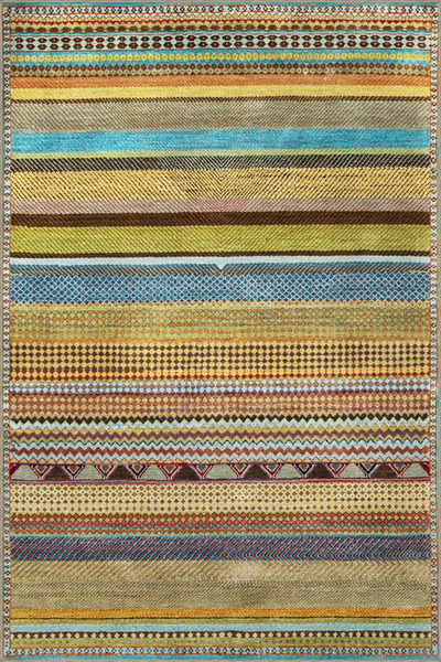 Rugs Modern Halı Sarı Tonunda Çizgi Desenli Dokuma Taban Halı 4096