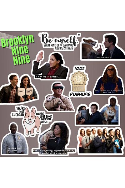 Pufidik Brooklyn Nouă Nouă 2. Set de autocolante - Etichete pentru laptop, notebook, telefon și Bullet Journal