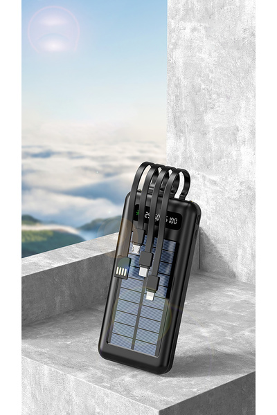 ROBEVE 10000 Mah Powerbank Deprem Powerbank Solar Fenerli Güneş Enerjili Kablolu 10000 Powerbank
