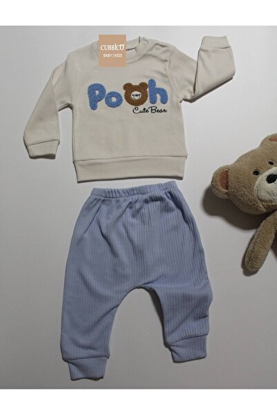 minibird baby MİNİBİRD Nakışlı POOH Pamuk 2'li Bebek Takım