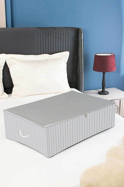 Serstil Large Size Plinth Anthracite Striped Storage Bag 62 X 46 X 22 Cm