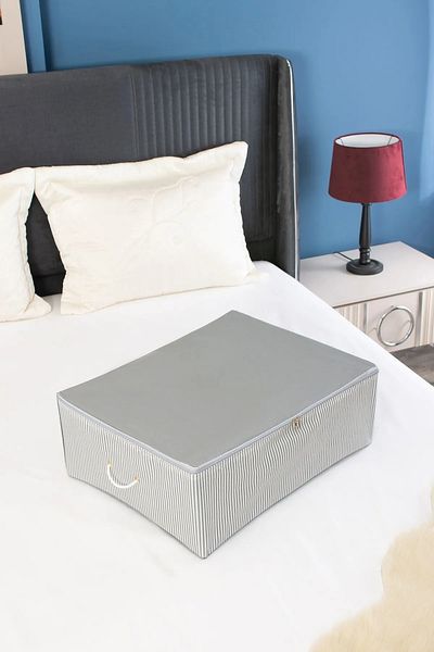 Serstil Large Size Plinth Anthracite Striped Storage Bag 62 X 46 X 22 Cm