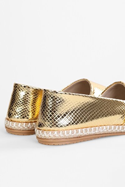 Shoeberry Women's Melany Gold Shiny Casual Espadrille