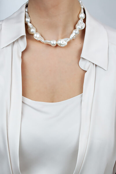 Pridza قلادة بتصميم اللؤلؤ الباروكي