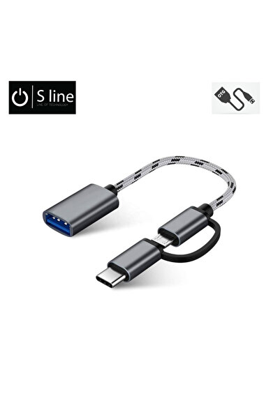 S-Line Sline TYPE-C OTG KABLO FLASH BELLEK BAĞLAMA KABLOSU USB 3.0 2 IN 1 MICRO USB